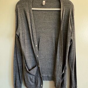 American Apparel Gray Cardigan Sweater Lightweight Knit